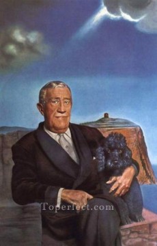 Portrait of Chester Dale and His Dog Coco 1958 Surrealism Oil Paintings